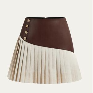 🤎 BRAND NEW Elegant Brown & Cream Pleated Skirt with attached shorts